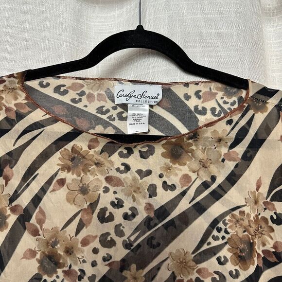 2/$30 Carolyn Strauss Vintage Sheer Leopard Print Tunic Top Size L Boho Mobwife - Picture 5 of 10